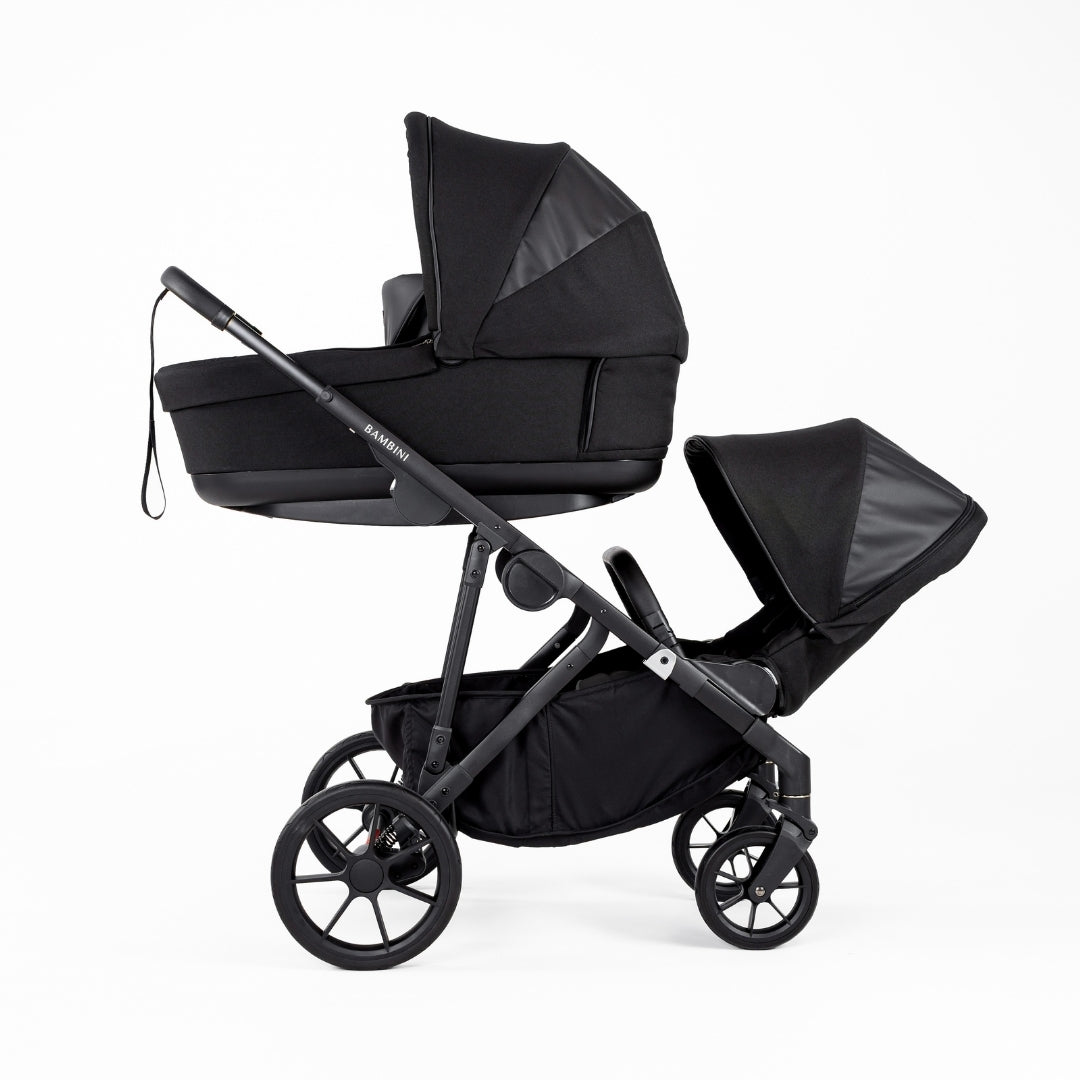 LISBON Single-to-Double Pram Black