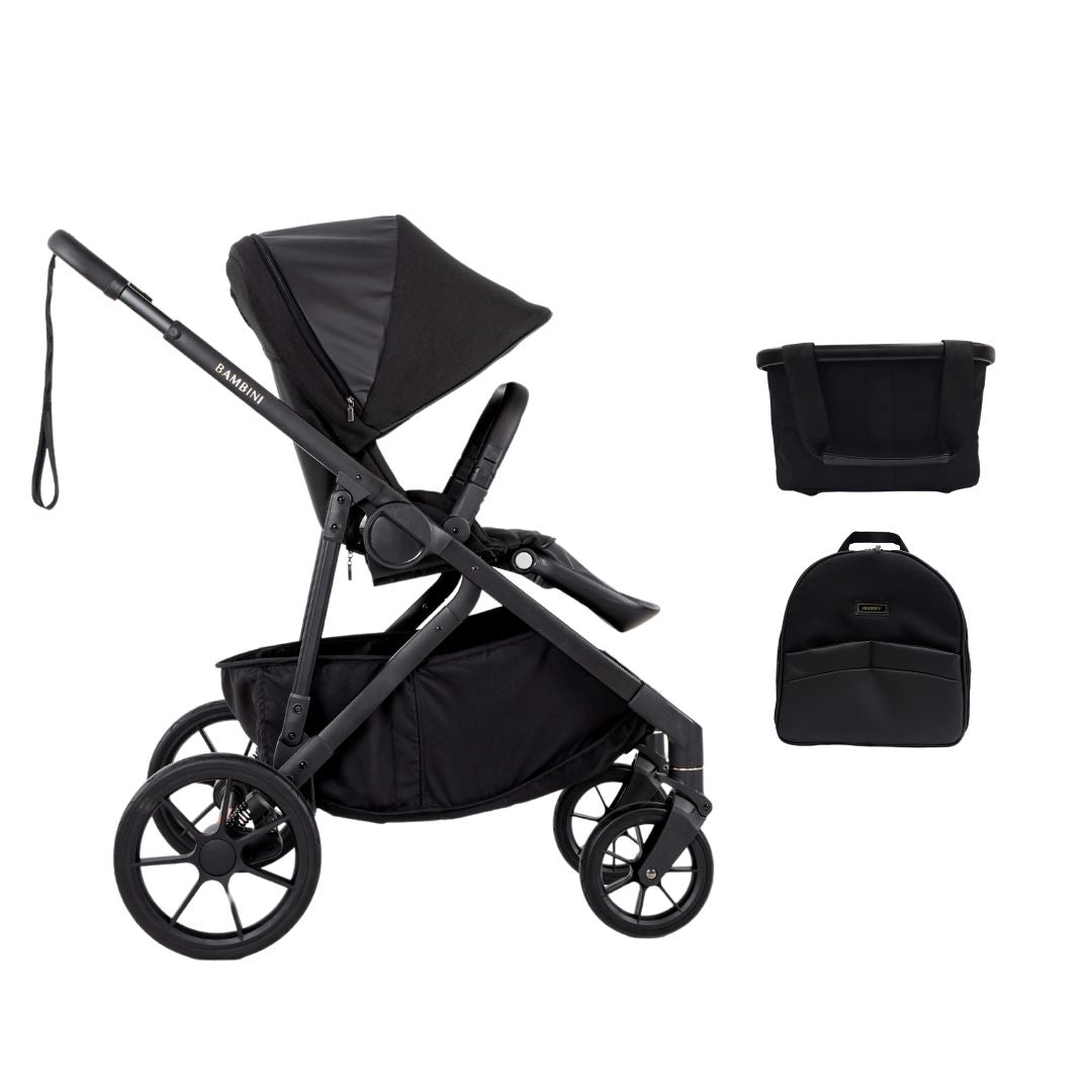 LISBON Single-to-Double Pram Black