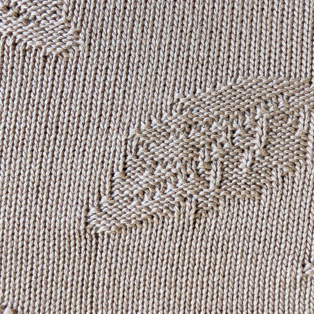 Taupe Leaf Design Organic Bamboo Knitted Blanket