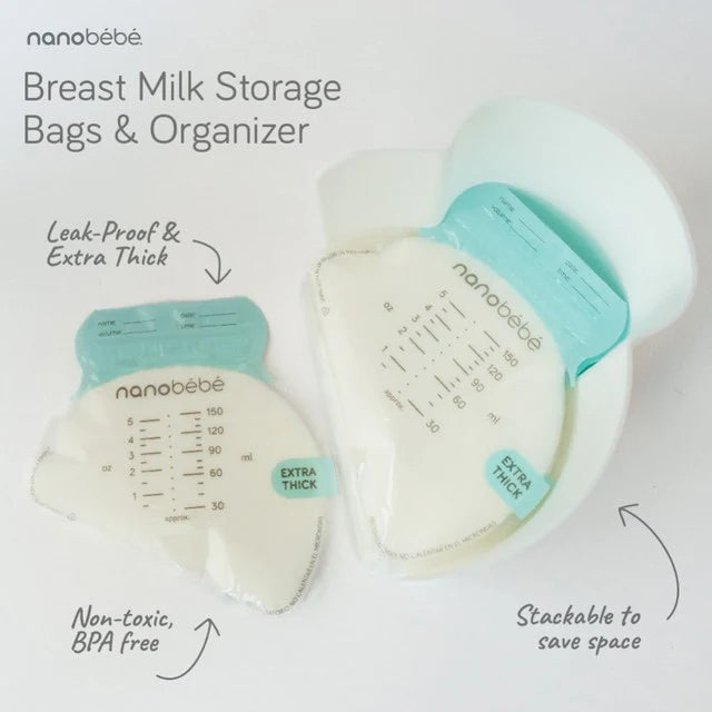 Nanobébé Breastmilk Storage Bags 25 Pack and Organizer