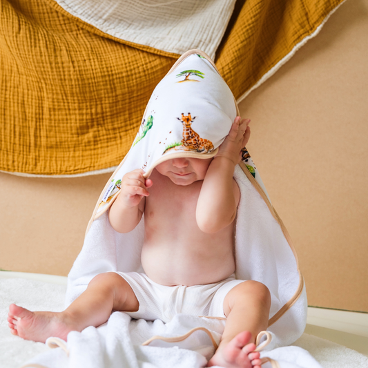 African Safari 'Family' Organic Hooded Newborn to Toddler Towel
