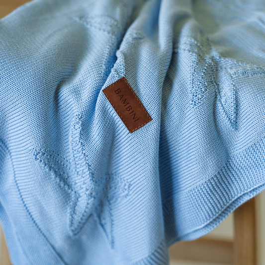 Blue Starfish Design Organic Bamboo Knitted Blanket