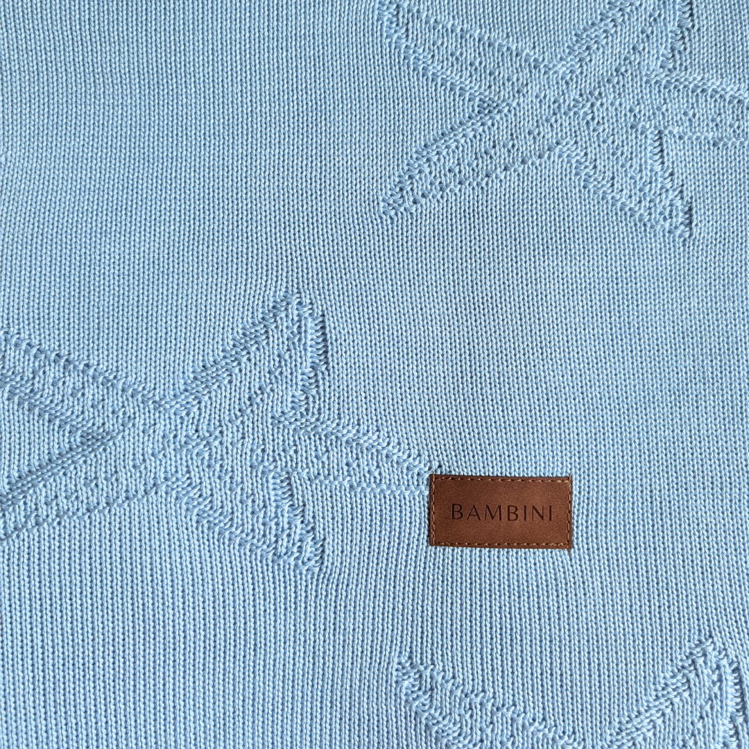 Blue Starfish Design Organic Bamboo Knitted Blanket