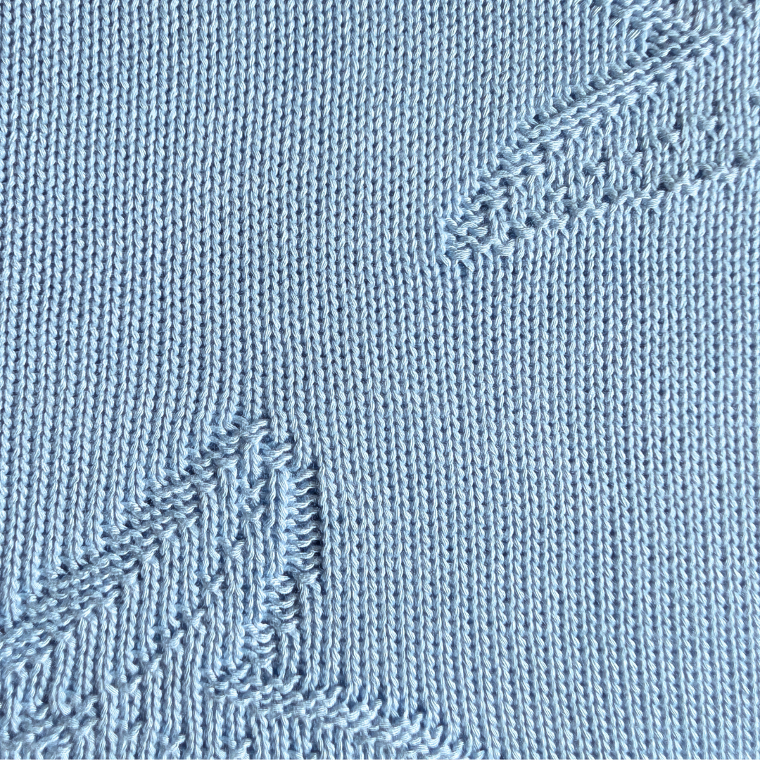 Blue Starfish Design Organic Bamboo Knitted Blanket