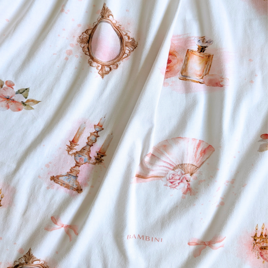 Pretty Pink 'Treasures' Organic Jersey Fitted Cot Sheet