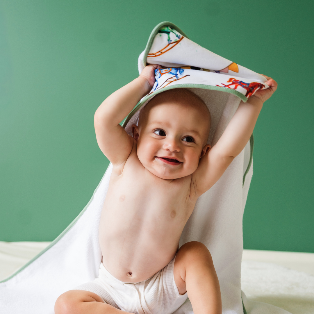 Rockinghorse Days 'Horses' Organic Hooded Newborn to Toddler Towel