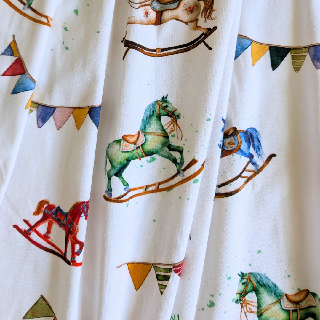Rockinghorse Days 'Horses' Organic Jersey Wrap & Beanie Set