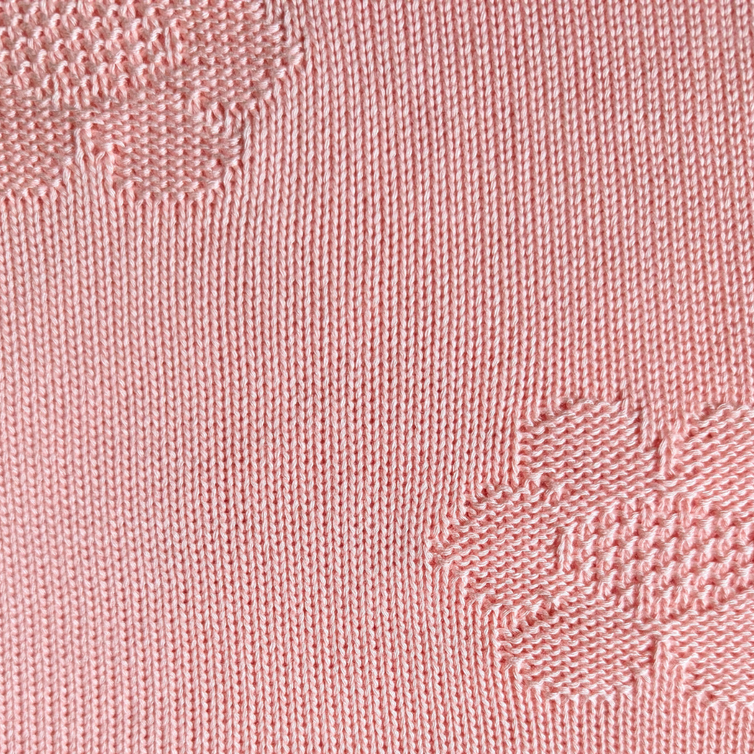 Rose Pink Flower Design Organic Bamboo Knitted Blanket