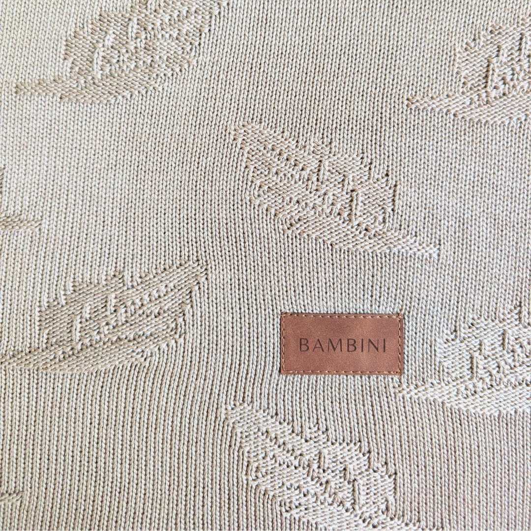 Taupe Leaf Design Organic Bamboo Knitted Blanket