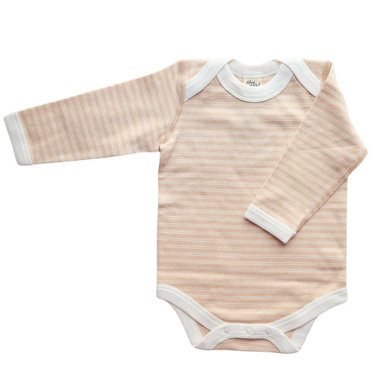 Fibre for Good Organic Cotton Double Stripe Long Sleeve Bodysuit in Brown