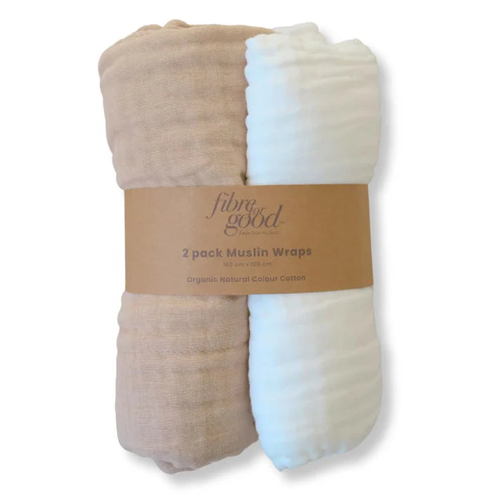Fibre for Good Organic Cotton Muslin Wrap 2pk