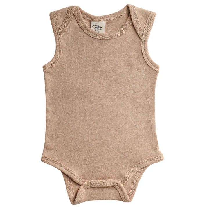 Fibre for Good Organic Cotton Sleeveless Body Suit in Dark Brown