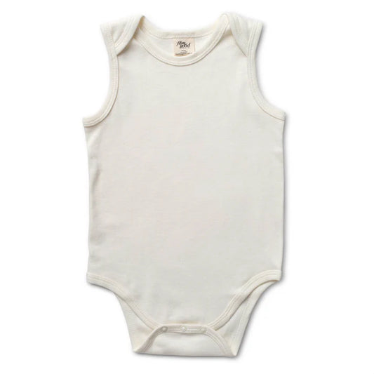 Fibre for Good Organic Cotton Sleeveless Body Suit in Natural White