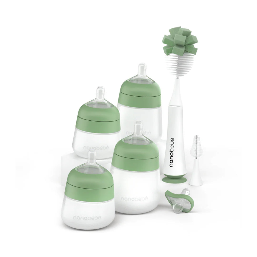 Nanobébé Flexy Silicone Feeding Set in Sage (Gen 2)
